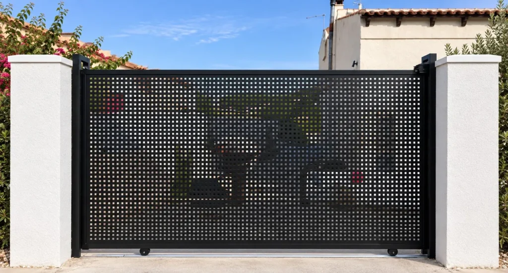Puerta corredera Perforada con chapa de perforación cuadrada