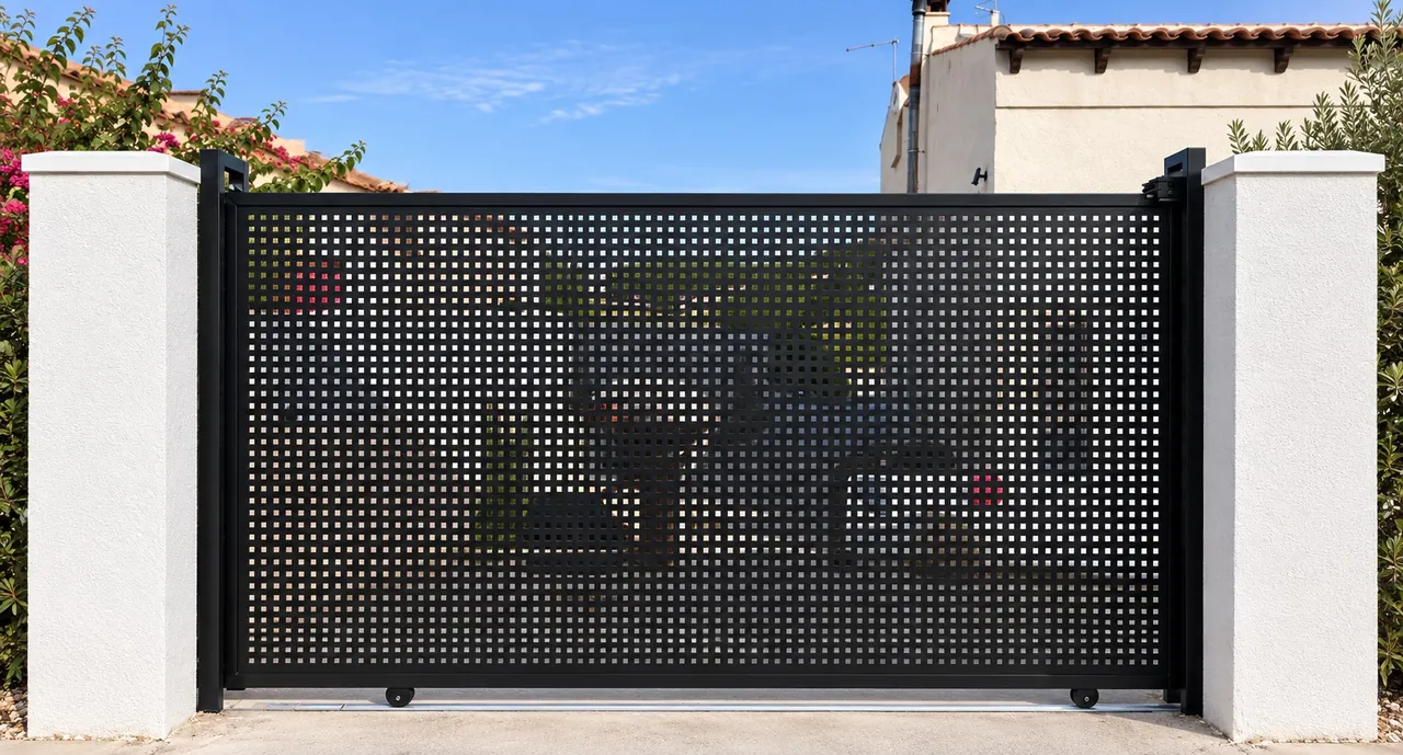 Puerta corredera Perforada con chapa de perforación cuadrada